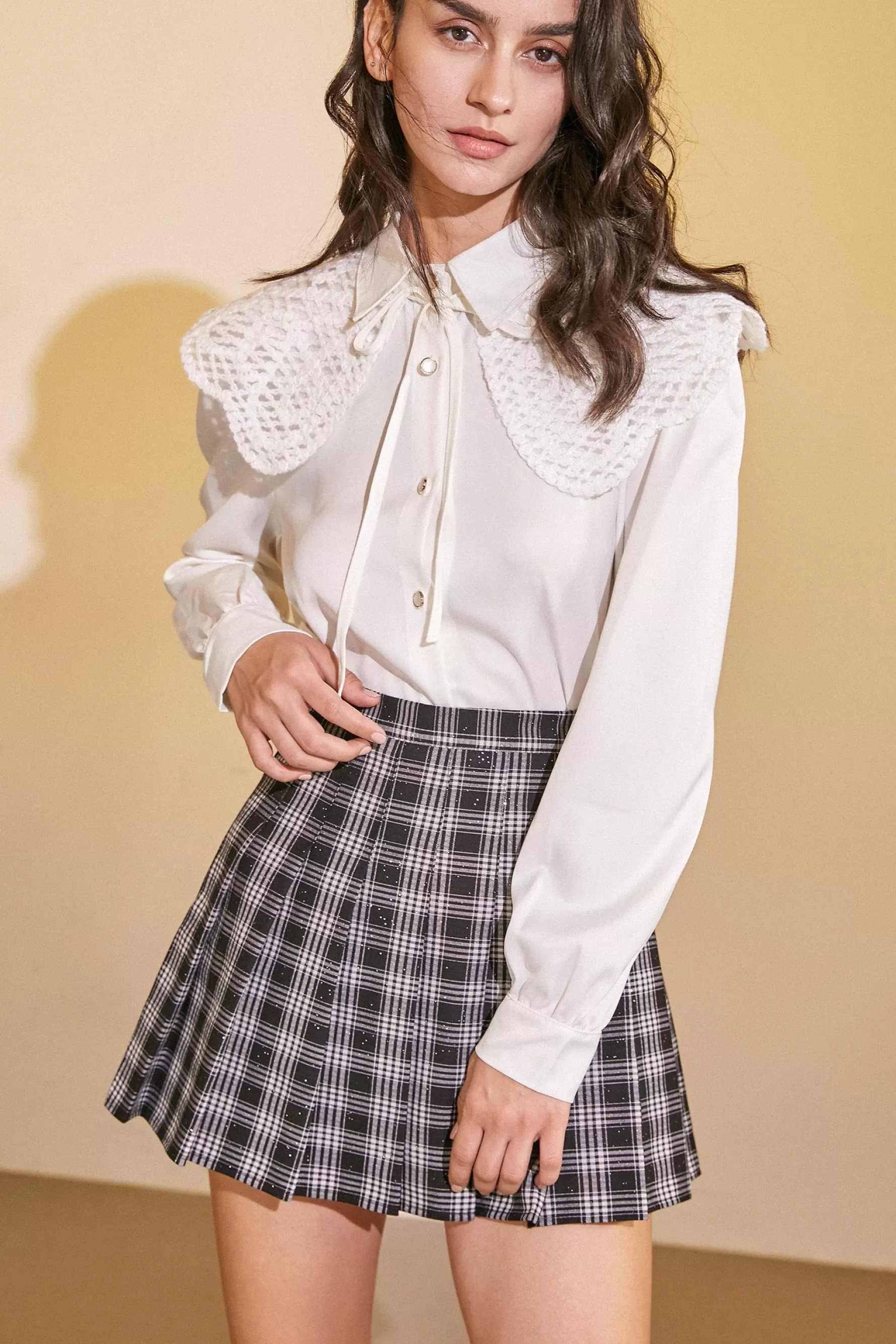 Jingus Detachable Doll Collar Button-Up Shirt-J.ING