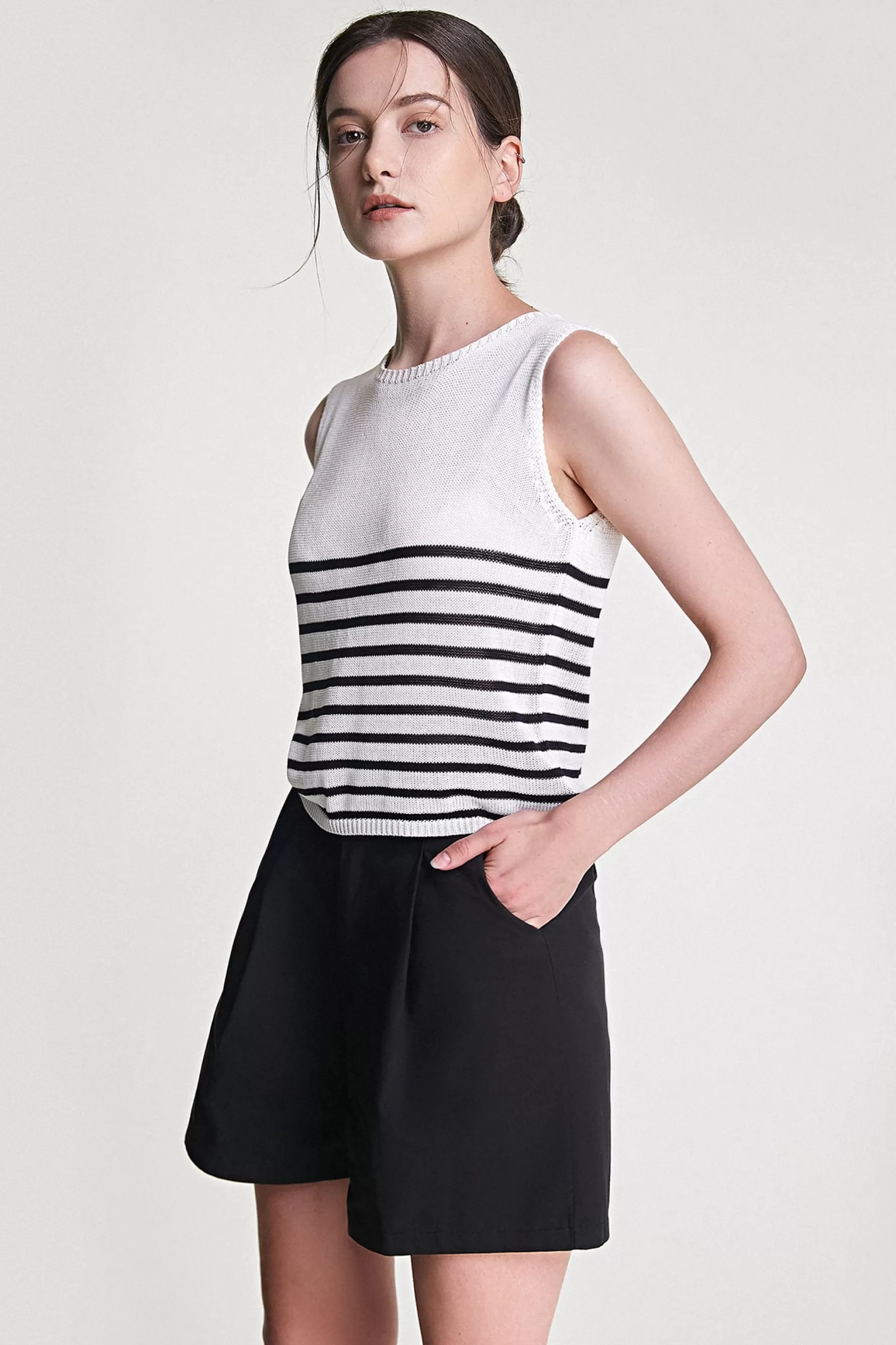 Jingus Striped Knitted Tank Top-J.ING