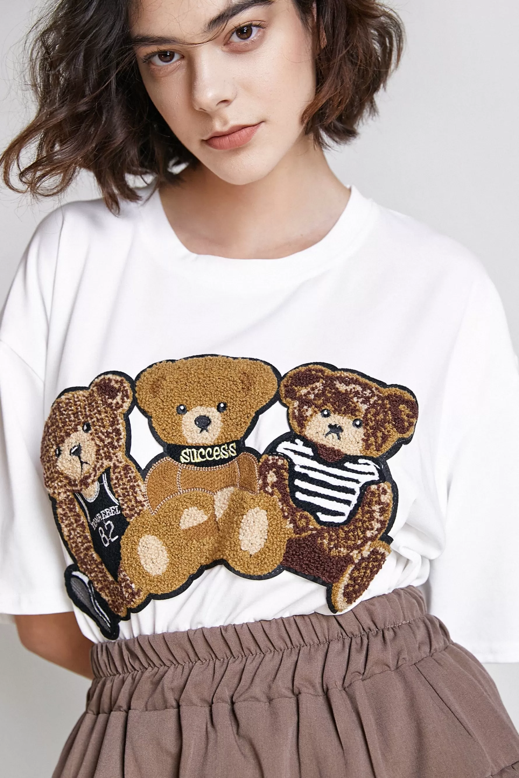 Jingus Teddy Bear Embroidered T-Shirt-J.ING